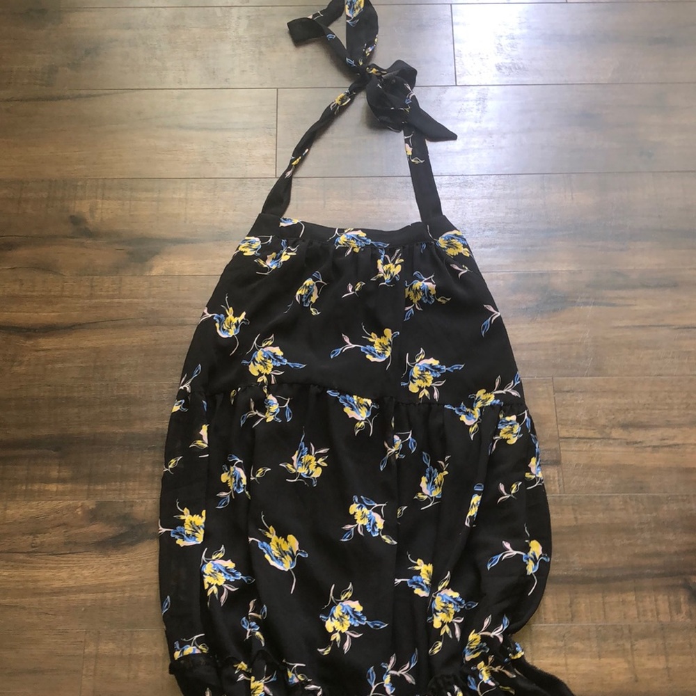 Who What Wear Floral Back Drawstring Tiered Dress - Picture 5 of 11